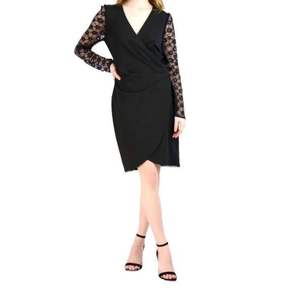 Donna Ricco Black Lace Sleeve Dress - Picture 3 of 5